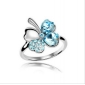 Blue Diamond Four Leaf Clover Style Shiny Elegant Wedding & Engagement Rings