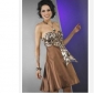 Sleeveless Satin Halter Knee Length Leopard Bridesmaid Dresses