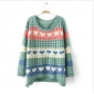 Green Heart Shape With Hollow Cotton Women's Sweaters