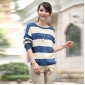 Blue Ivory Long Sleeves Loose Women's Sweaters