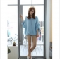 Blue O Neck Casual Wool Women's Sweaters