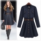 Blue With Belts Long Style Women's Jackets & Coats