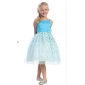 Blue Knee Length Beaded Junior Bridesmaid Dresses