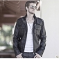 Black PU Leather Stylish Men's Jackets & Coats