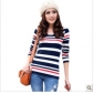 Blue Tight Long Sleeves With Stripes Women's Tank Tops