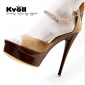 Brown With Gold Chain Super High Heel Women's Sandals