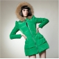 Green Long Sleeves With Zipper Women's Jackets & Coats
