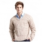 V-neck With Stripes Champagne Thick Men's Sweaters