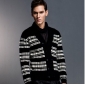 Black With Lattice Fashion Slim Men's Sweaters