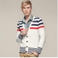 White V-neck With Stripes Men's Sweaters