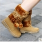 Brown Winter Fashion Wool Women's Boots