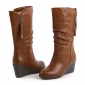 Brown With Zipper Wedge Style Women's Boots