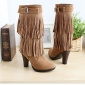 Brown With Tassel Wool Satin Winter Women's Boots
