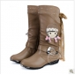 Real Leather Lace Up Girl's Winter Fashion Shoes