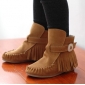 Brown With Tassel Flat Bottom Winter Girl's Shoes