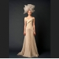 Beige Chiffon Ruffles Floor Length Princess Wedding Dresses