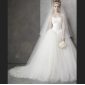 White Sleeveless Ball Organza Beaded Princess Wedding Dresses