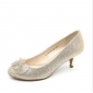 Silver Shiny Diamond Low Heel Women's Casual Shoes