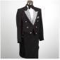 Black With Silver Lace Wool Polyester Groom Tuxedos
