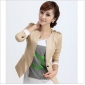 Khaki One Button Cotton Casual Women's Suits
