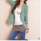 Green Office Lady Ruffles Sleeves Women's Suits
