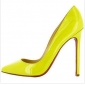 Yellow Super High Heel PU Leather Women's Dress Shoes