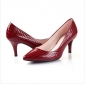 Red Real Leather Low Heel Bridal Women's Dress Shoes
