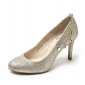 Silver Shiny Super Comfortable Women's Dress Shoes
