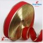 Red Gold Silk Ribbons Round Shape Christmas Decorations
