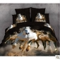 Black Running Horses Printed Super Soft Bedding Set