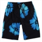 Black Blue Breathable Flowers Printed Men's Beach Shorts