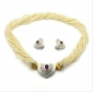 Ivory Pearls Necklace & Earrings Women's Bridal Jewelry Sets