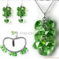 Green Diamond Necklace Earrings Bracelet Korean Style Women's Bridal Jewelry Sets