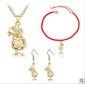 Gold Pocket Shape Three Pieces Women's Wedding Jewelry Sets