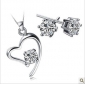 Silver Shiny Diamond Heart Shape Women's Jewelry Sets