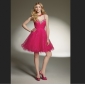 Red Beaded With Spaghetti Straps Tulle Backless Prom Dresses
