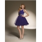 Purple One Shoulder Short Sweetheart Prom Dresses