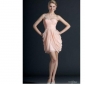 Pink One Shoulder Chiffon Ruffle Short Prom Dress