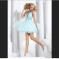 V-neck Light Blue Beaded Sweetheart Prom Dresses