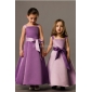 Purple Ankle Length With Ribbons Satin Junior Bridesmaid Dress