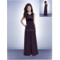 Purple A-line Empire Chiffon V-neck Floor Length Junior Bridesmaid Dress