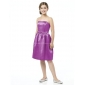 Purple Satin Strapless With Sashes Knee Length Junior Bridesmaid Dress