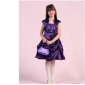 Purple Satin Ruffles Knee Length Junior Bridesmaid Dresses