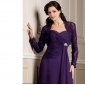 Purple Long Sleeves Lace Chiffon Mother of the Bride Dresses