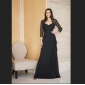 Black Floor Length Beaded Chiffon Mother of The Bride Dress