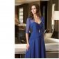 Blue Chiffon Ruffles A-Line Strapless Mother of the Bride Dresses
