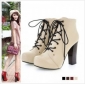 Apricot Lace Up Sexy High Heel Women's Boots