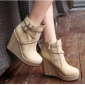 Khaki With Rivets Platform Fashion Women's Boots