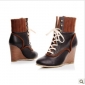 Dark Coffee PU Leather Fashion Short Women's Boots