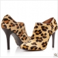 Leopard Sexy High Heel Satin With Zipper Women's Boots